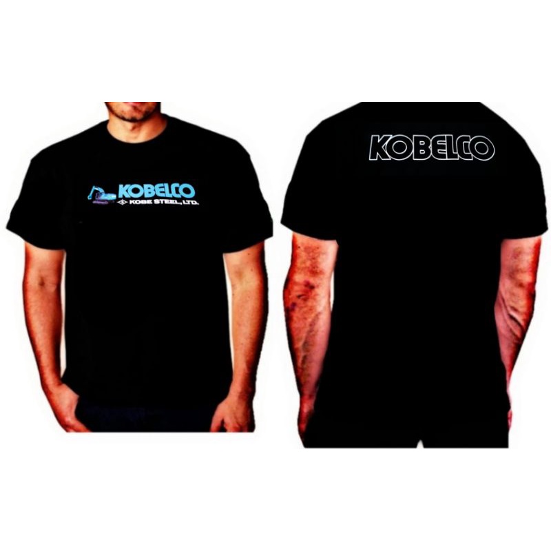 Baju kaos excavator Kobelco lurus sablon DTF/Kaos lengan pendek