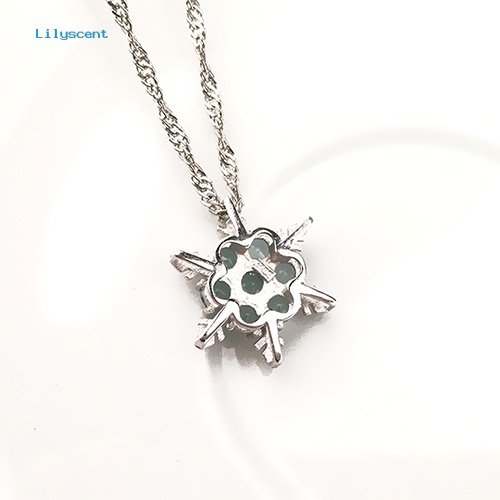 [LS] Fashion Wanita Berlian Imitasi Mengkilap Snowflake Pendant Pendek Rantai Choker Kalung