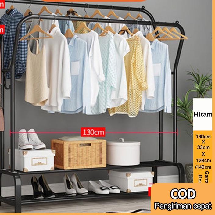 ➾ Rak Baju Gantungan Baju Besi Stand Hanger Display  Rak Sepatu Penyimpanan Jaket Topi Rak Jemuran B