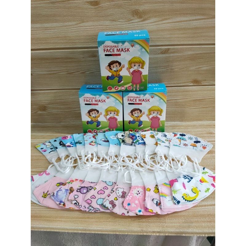 Fathiya11shop COD ✔MASKER DUCKBILL ANAK ISI 50PC PAKAI BOX | DUKBIL ANAK MOTIF CEWEK COWOK PER BOX I