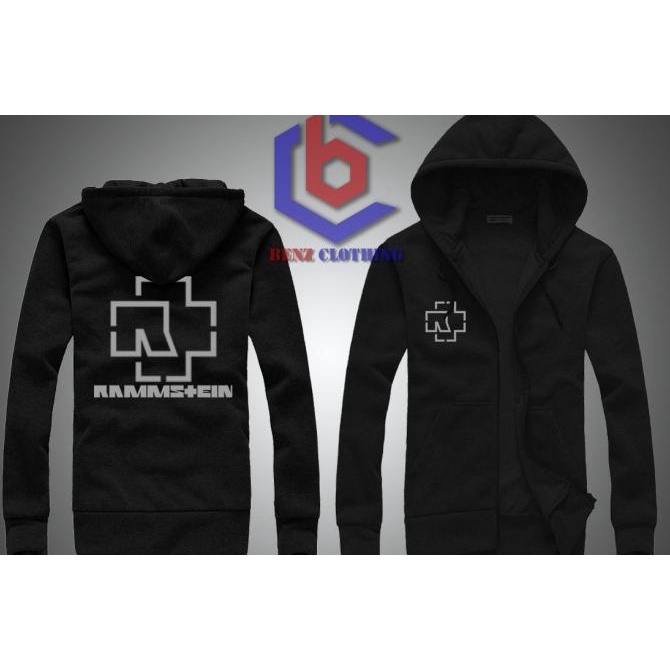 Jaket Hoodie Sweater Rammstein Outerwear Pria Wanita Zipper Resleting Depan Polos Sablon Polyflek Ko