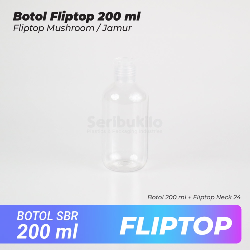 Botol Fliptop SBR 200 ml/Botol PET 200 ml Fliptop Mushroom/Jamur SBR