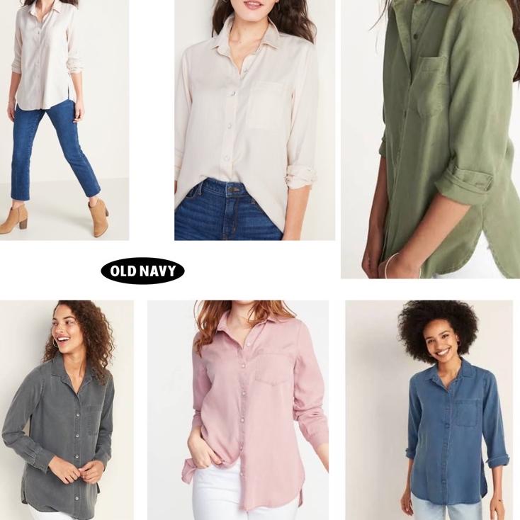 ▼ Old Navy Relaxed Tencel Shirt Denim ۞