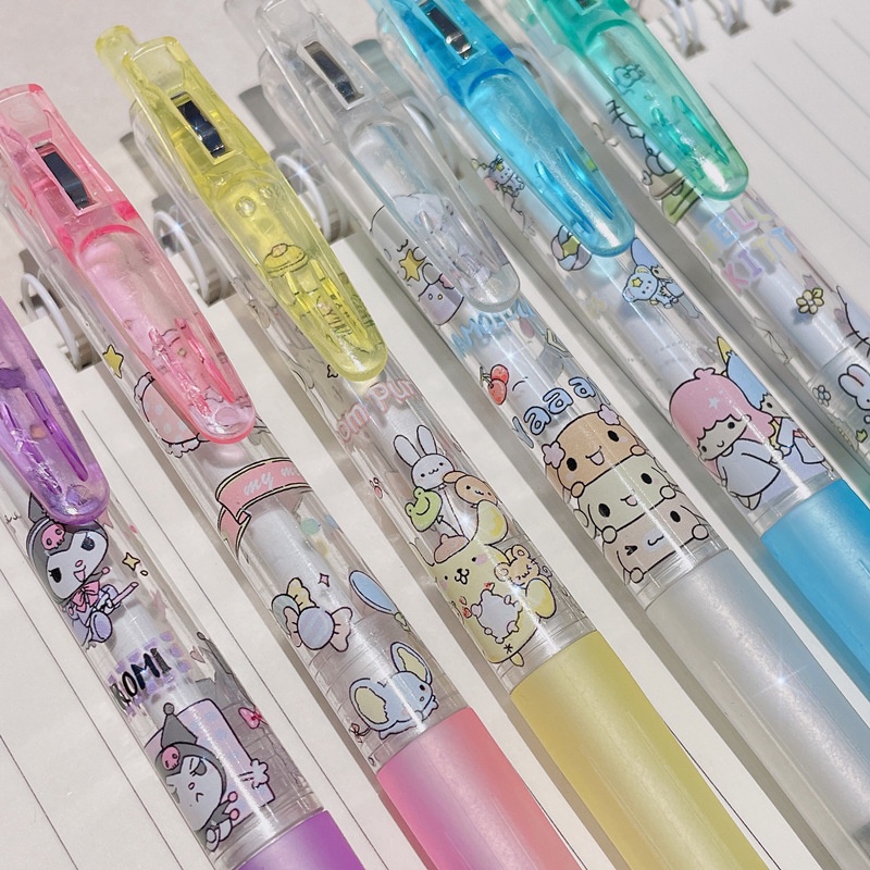 [Harga Grosir] [Warna Random] Kartun Lucu Sanrio Press Gel Pen Kawaii Cinnamoroll Kuromi Melody 0.5mm Hitam Roller Ball Pen Pena Tulisan Siswa Perlengkapan Kantor Sekolah