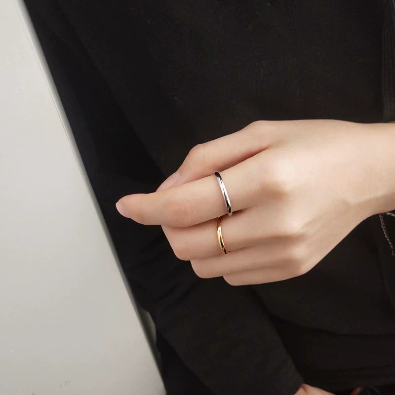 Cincin Titanium Steel 18K Rose Gold Anti Air / Keringat / Karat Untuk Pasangan / Pria / Wanita