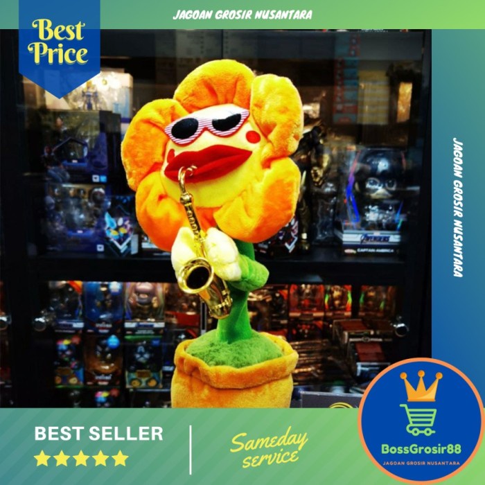 ✨ BISA COD ✨ Mainan Anak Boneka Bunga Matahari Menirukan Suara, Joget Bernyanyi - Kaktus