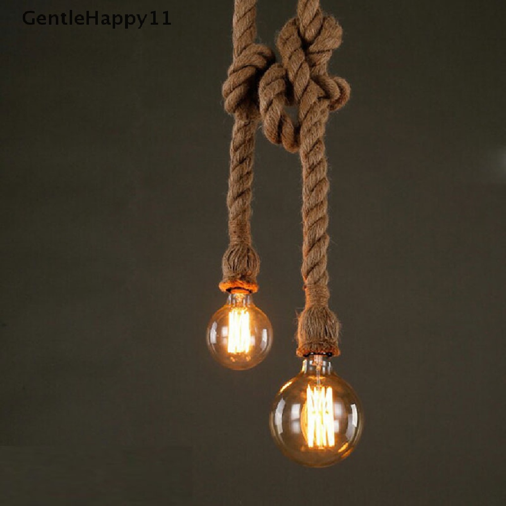 Gentlehappy Lampu Gantung Vintage Tali Rami Loteng Untuk Ruang Tamu/Bar Retro Hanging Lamp id