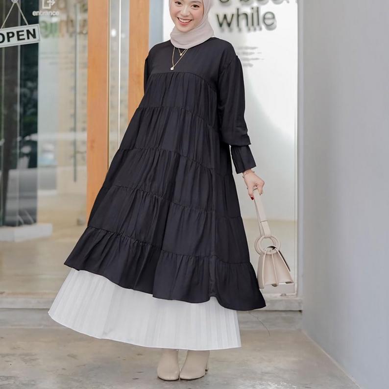 ✰ CEMPAKA TUNIK FULL RUFLE / CEMPAKA TUNIK JUMBO RAYON PREMIUM RUFFLE /MIDI DRESS CREPE ☪