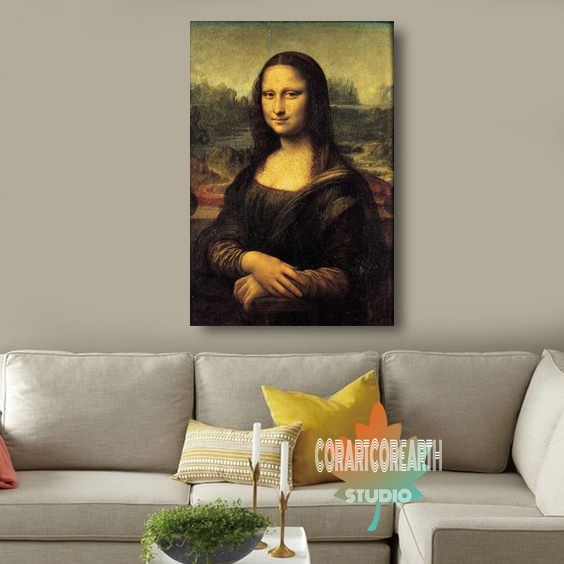 lukisan monalisa lukisan dinding kanvas minimalis modren dekorasi rumah kamar aesthetic lukisan dind