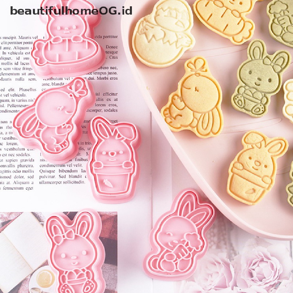 // Beautifulhomeog.id// 8Pcs/set Easter Plastik Cookie Cutter Rabbit Egg Biskuit Cetakan Kelinci Alat Baking **