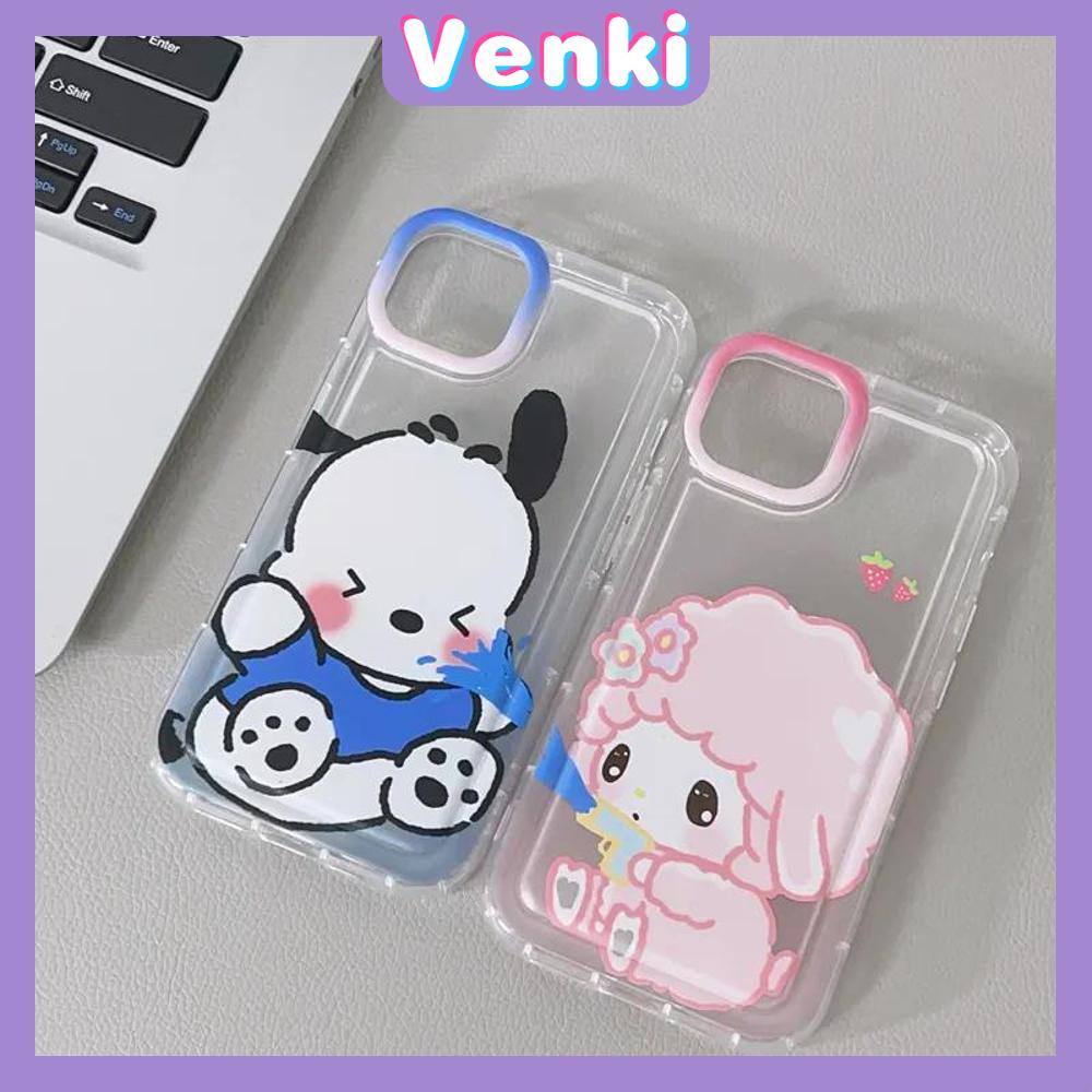 Case iPhone 14 Pro Max Soft TPU Clear Pink Blue Jelly Airbag Case Cute Cartoon Couple Dog and Sheep Camera Protection Shockproof For iPhone 14 13 12 11 Plus Pro Max 7 Plus X XR