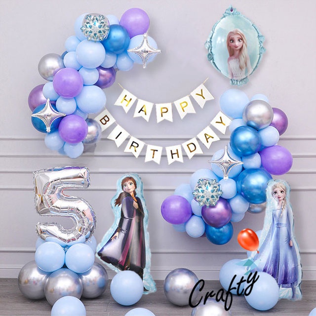 [PAKET] Dekorasi Ulang Tahun FROZEN PURPLE BLUE Balon Hiasan Ultah