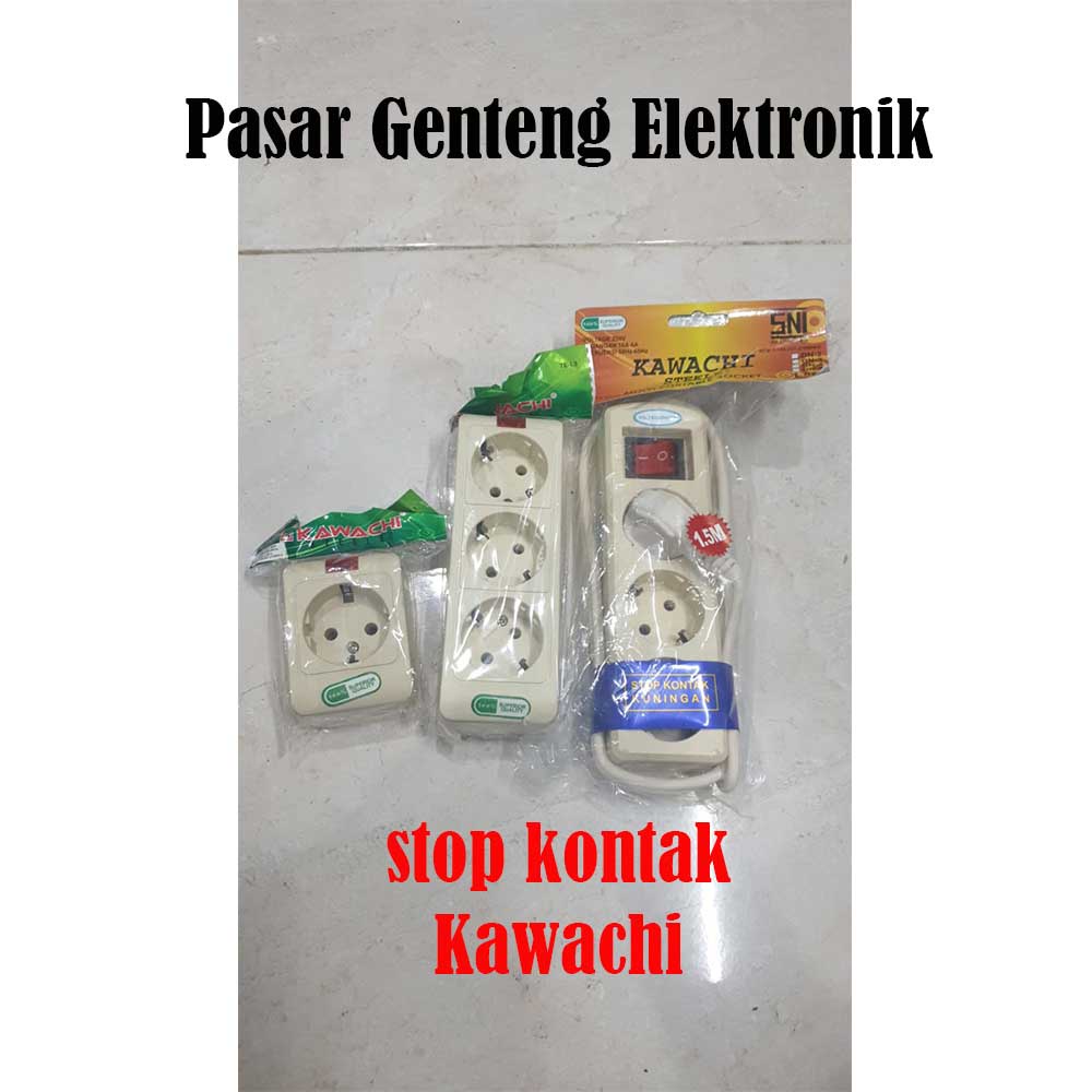 stop kontak kawachi kualitas bagus 1 lubang dan 3 lubang dan kabel 1.5meter 5 lubang 5mtr