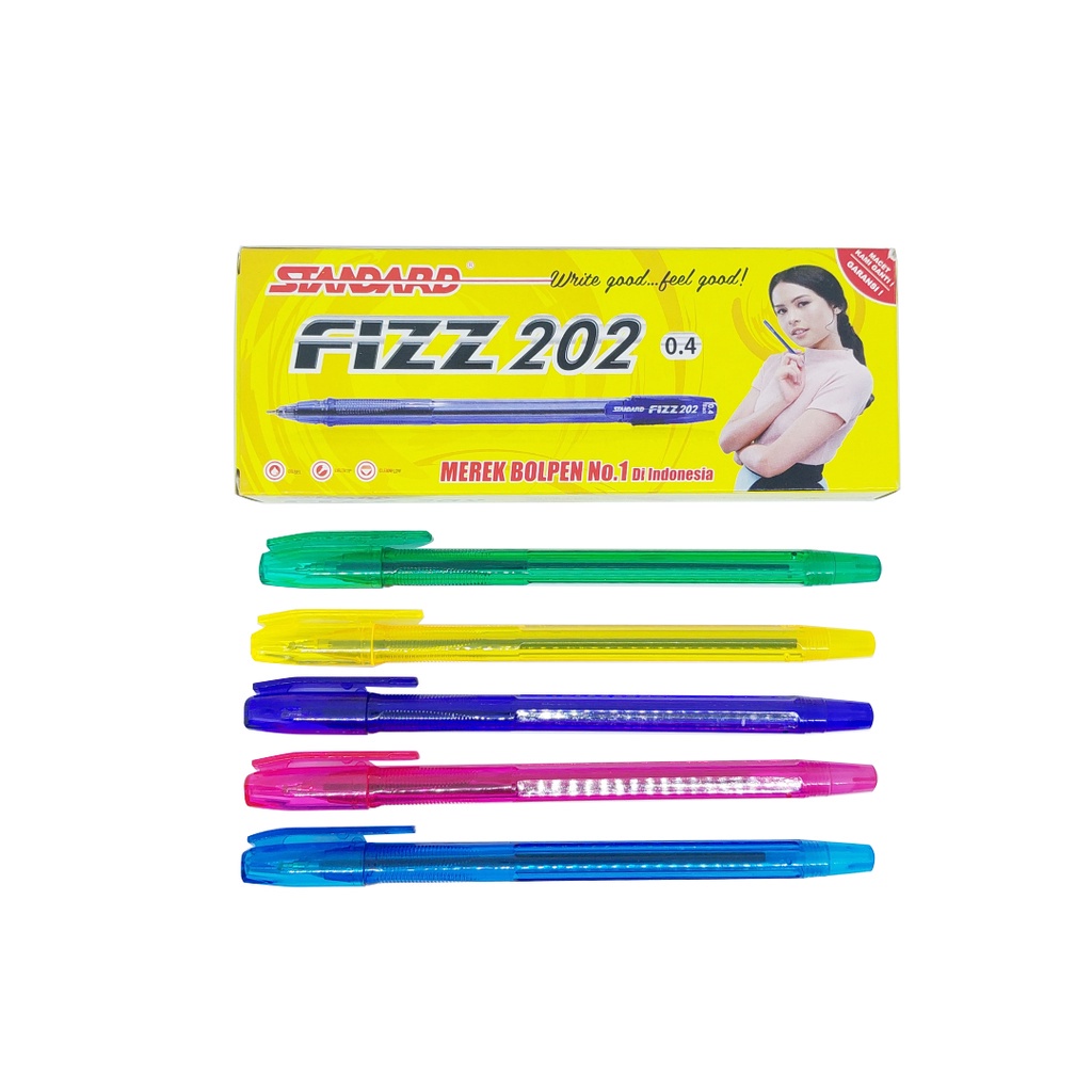 

Terlaris ✨ -Standard Pen - Fizz 202 0.4 - Isi 12 pcs ( Pulpen, Pena, Ballpoint )- 2.2.23