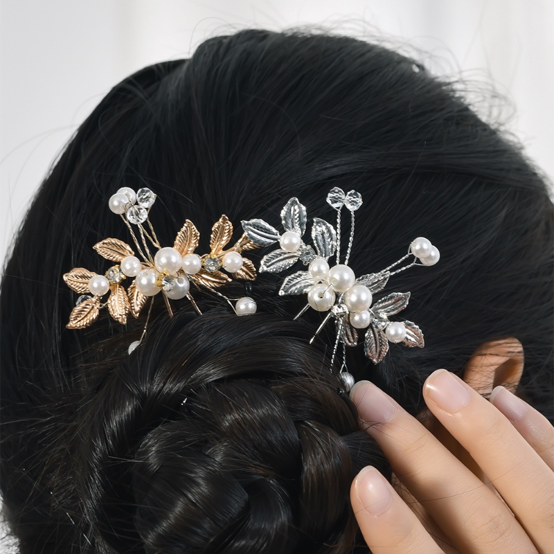 Mutiara Imitasi Elegan Bridal Hair Stick Hairpin/Bunga Kristal Halus Rambut Garpu Hiasan Kepala Aksesoris Pesta Pernikahan Festival