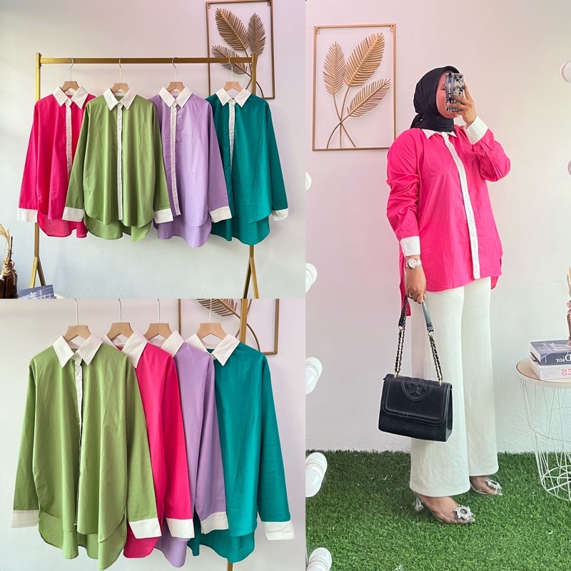 BEFAST - ZRX OOTD WANITA KEMEJA SYELA / FERRA TOP TWISTCONE / Hem Wanita Lengan Panjang / Fashion kekinian remaja ABG / Kemeja Oversize Terlaris / Outfit Wanita Kerja Casual / Kemeja Oversize Terbaru / Terlaris