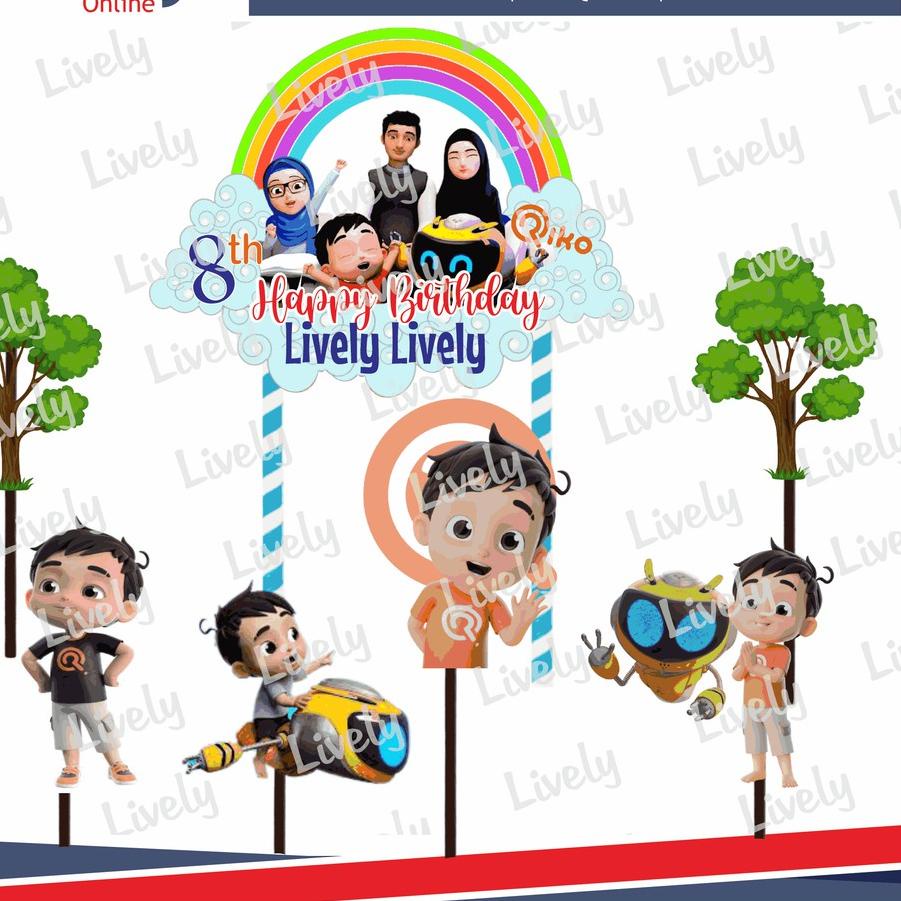 (COD) CUSTOM NAMA CAKE TOPPER KARAKTER RIKO THE SERIES HIASAN KUE ULANG TAHUN HAPPY BIRTHDAY Terjang