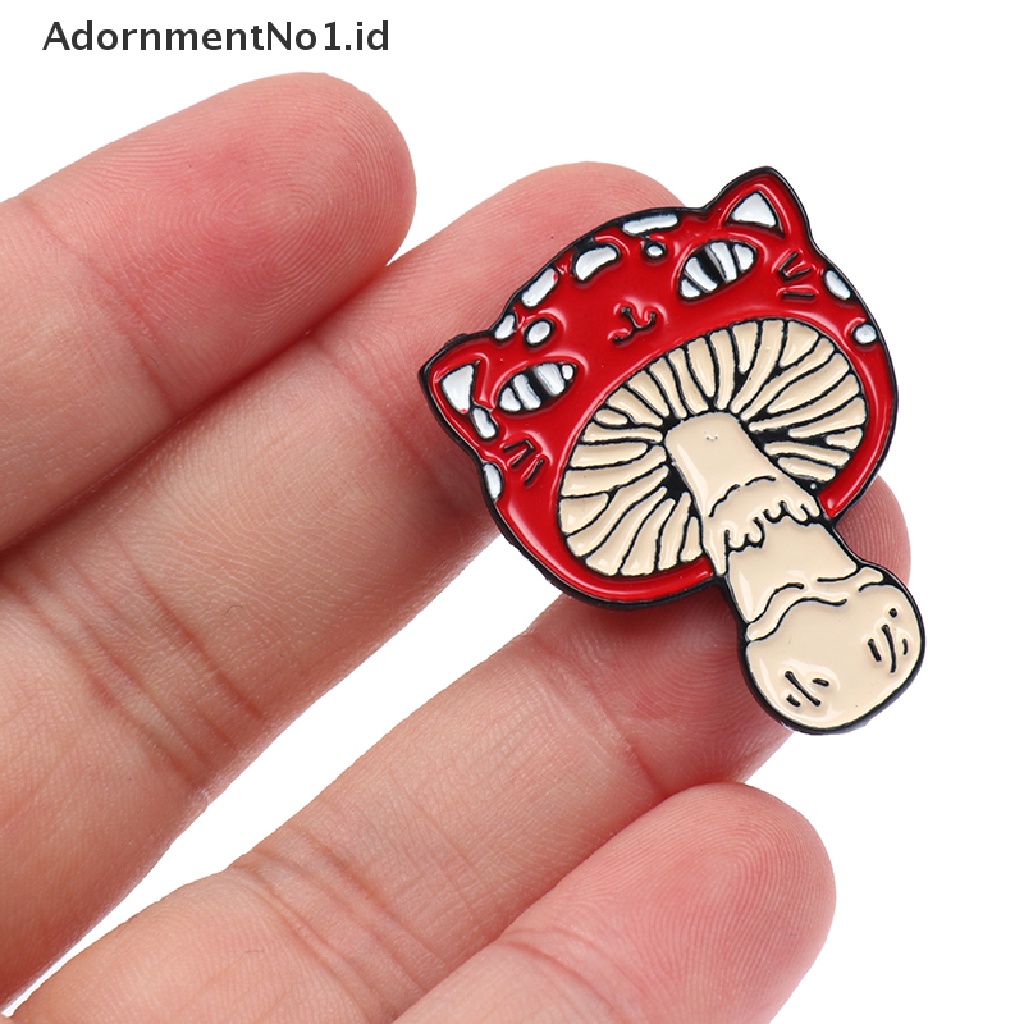 [AdornmentNo1] 1pc Pin Enamel Jamur Wajah Kucing Hewan Tanaman Bros Tas Pakaian Kerah Pin [ID]