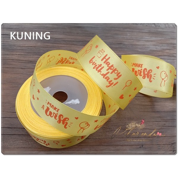 

AIM24- GPITA-802 : Pita Happy Birthday Saten 1 inch (per rol) - Kuning