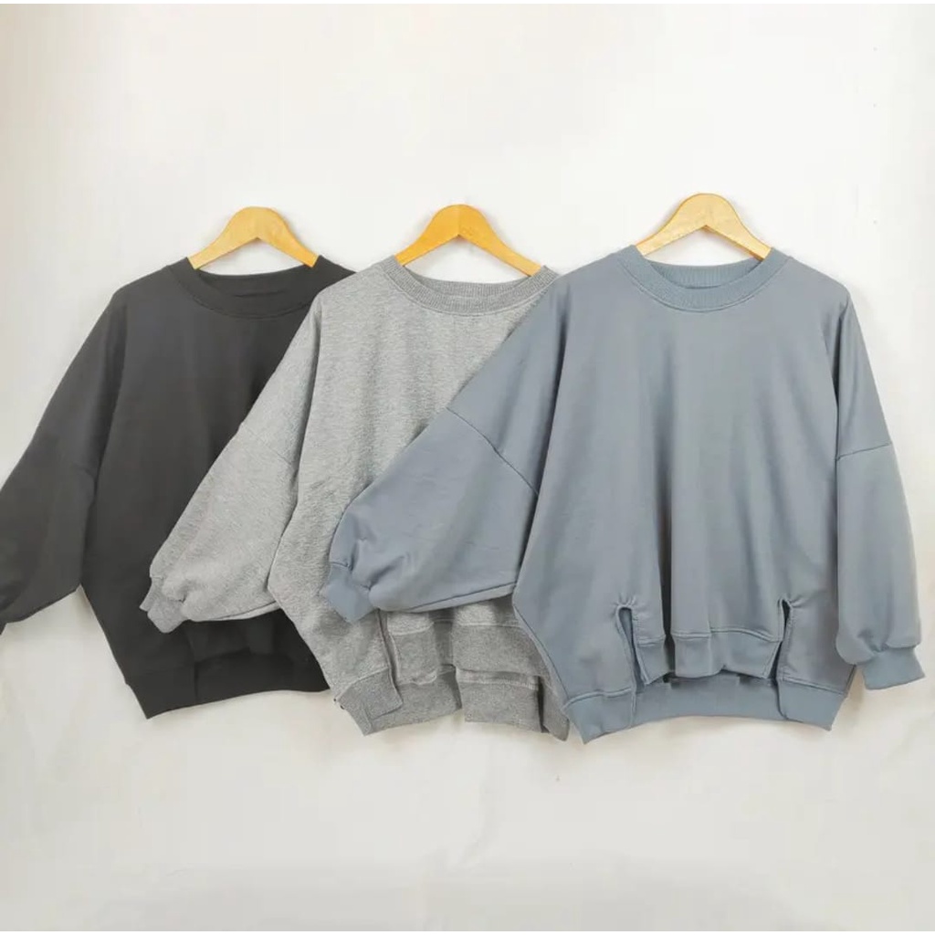 Sweater Crewneck Wanita Size XXXL BELAH PINGGIR Oversize Batwing Jumbo Sweater Wanita Bigsize - Sweater Oversize Jumbo Terkece