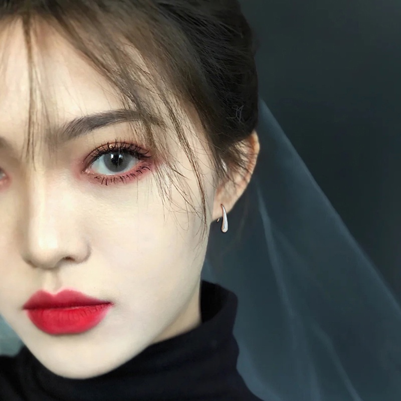 Kami Bunga Chic s925 Perak Water Drop Stud Earrings Untuk Wanita Gadis Korea Halus Kait Cuff Earring Hypoallergenic Telinga Perhiasan Hadiah