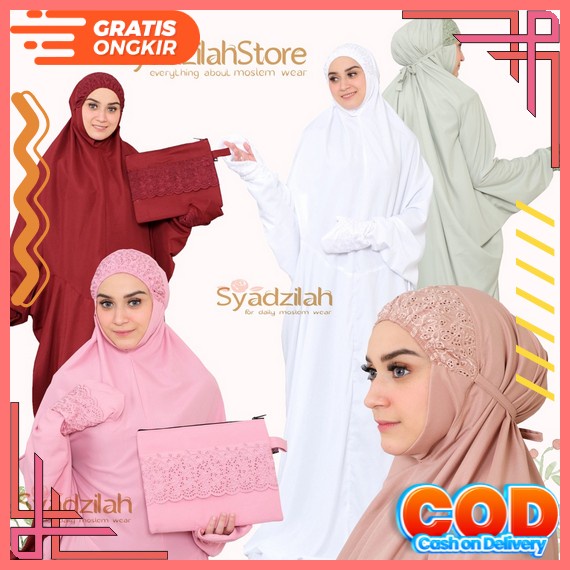 Mukena Zainab Bahan Katun Rayon Premium / Mukena Lajuran / Mukena Terusan / Mukena Travell / Mukena 