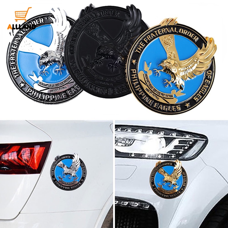 Retro Klasik 3D Philippine Eagle Shape Round Metal Stiker Mobil/Motor Hewan Keren Totem Decal/Kendaraan Kepribadian Dekoratif Emblem Aplikasi