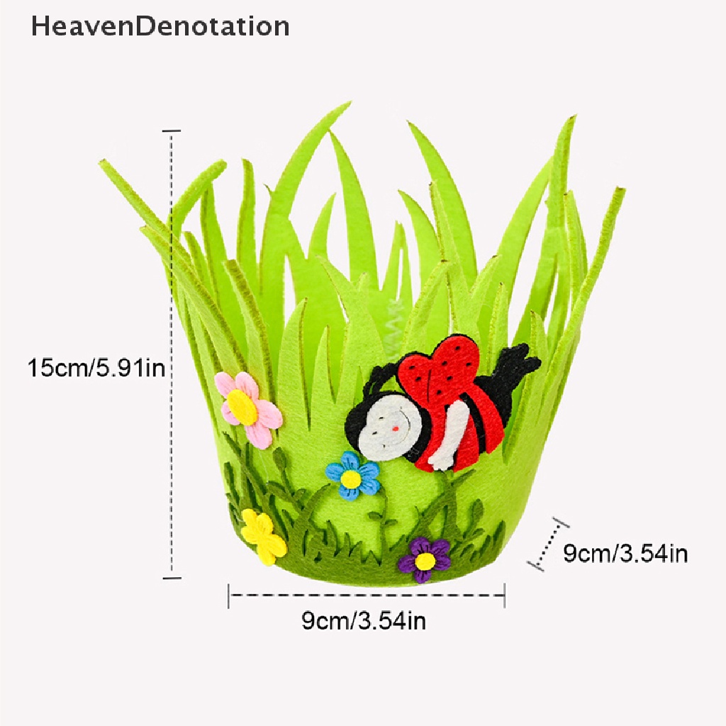 [HeavenDenotation] Keranjang Easter Green Non-Woven Tempat Telur Keranjang Rumput Paskah Pesta Prop HDV