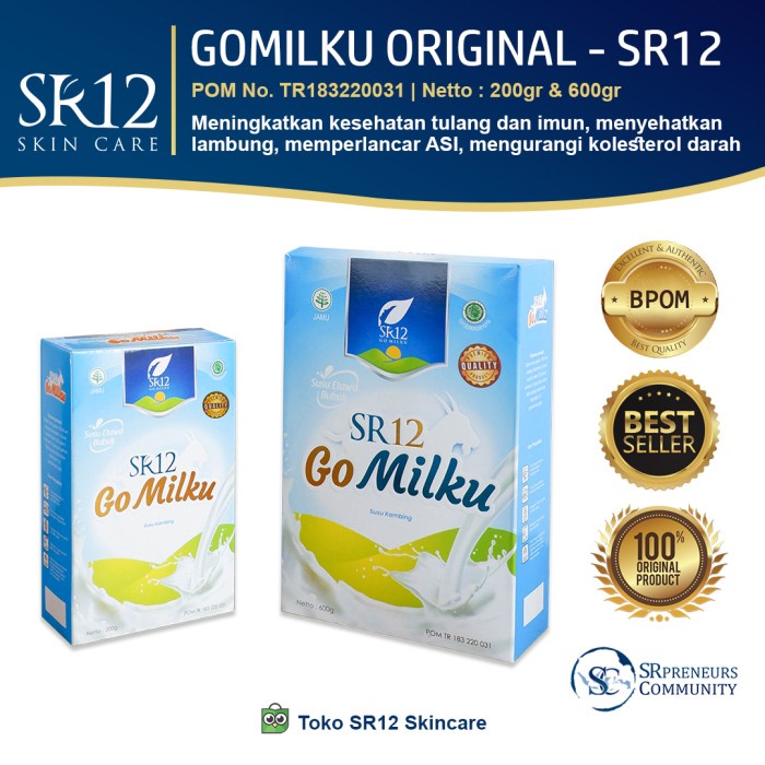 

[ COD ] GOMILKU SR12 SUSU KAMBING ETAWA KUALITAS PREMIUM/ GOAT MILK SUSU BUBUK - Original, 200gr
