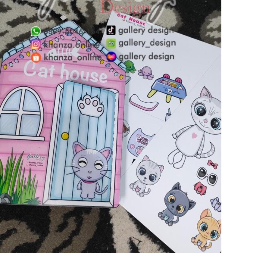 ۩ Mainan Bongkar Pasang | CAT HOUSE PAPER DOLL | mainan edukasi rumah kucing ➧