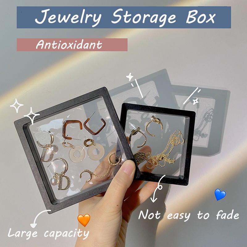 Kotak Perhiasan Sederhana Warna-Warni Antioksidan Organizer Mengambang Bingkai 3D Display Cincin Gelang Kalung PE Film Segel Kotak Penyimpanan