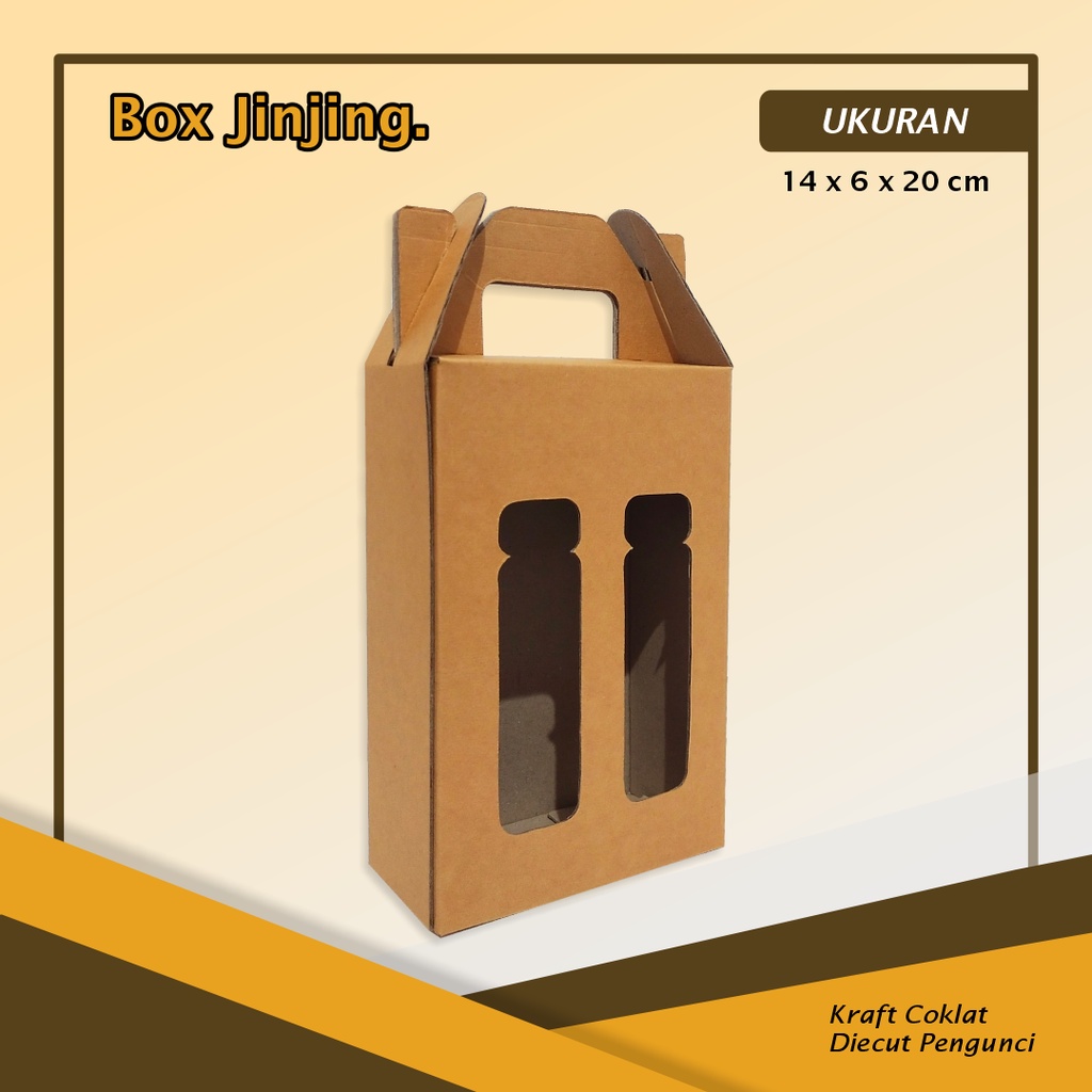 

BOX / KARDUS JINJING Botol 500ml Isi 2 - Ukuran 14 x 6,5 x 20 Cm - Sweetpack/Tas Jinjing/Box/Jinjing Botol