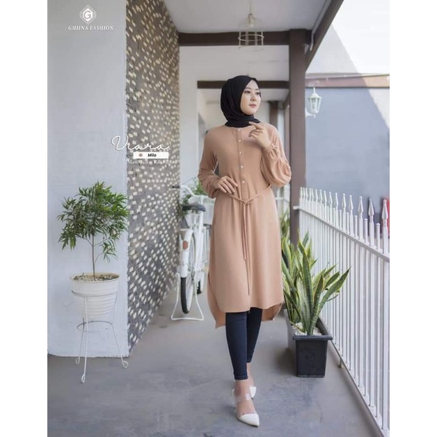 VIARA TUNIK BY GHINA FASHION✓TUNIK RIB✓ATASAN TUNIK WANITA✓