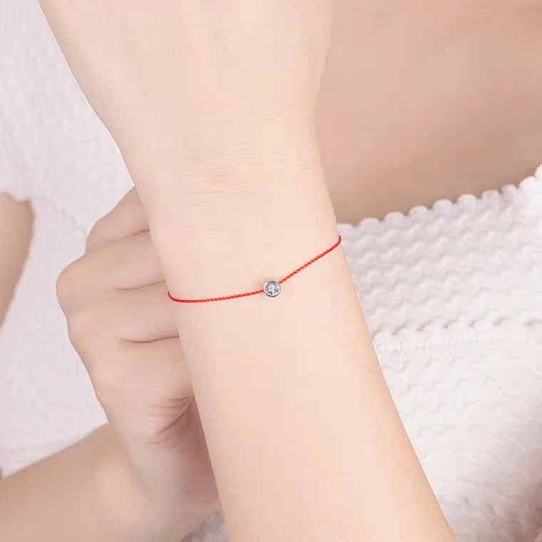 2222 Tricks Gelang Tangan Tali Merah / Rose Gold Hias Berlian Imitasi Untuk Wanita