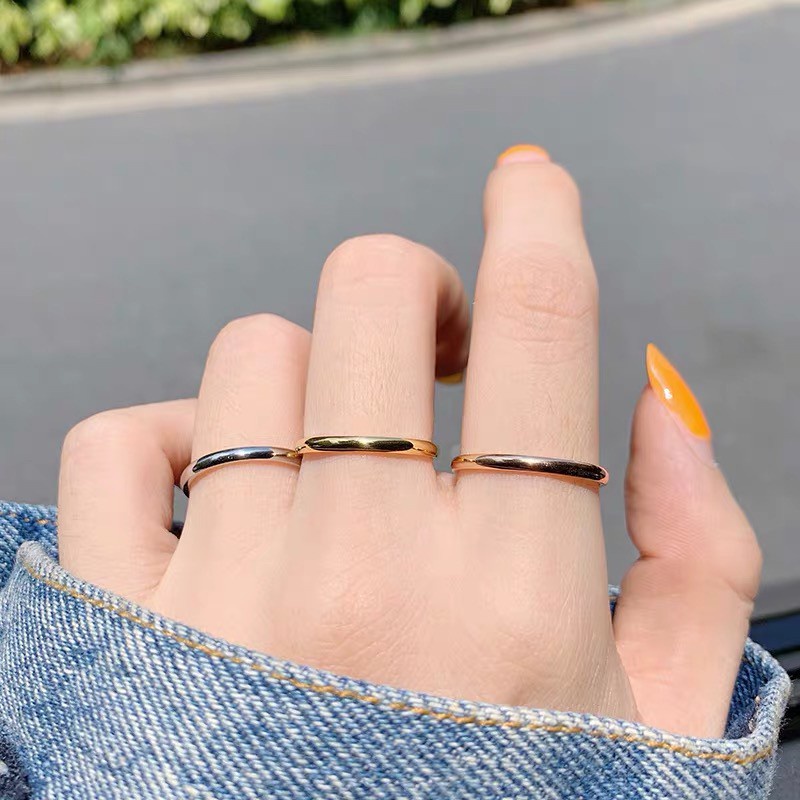 Cincin Ekor Ultrafine Glossy | Cincin Polos Bahan Titanium Steel Lapis Rose Gold 18K Untuk Wanita |  Kotak Hadiah Untuk Hadiah |Perhiasan Minimalis