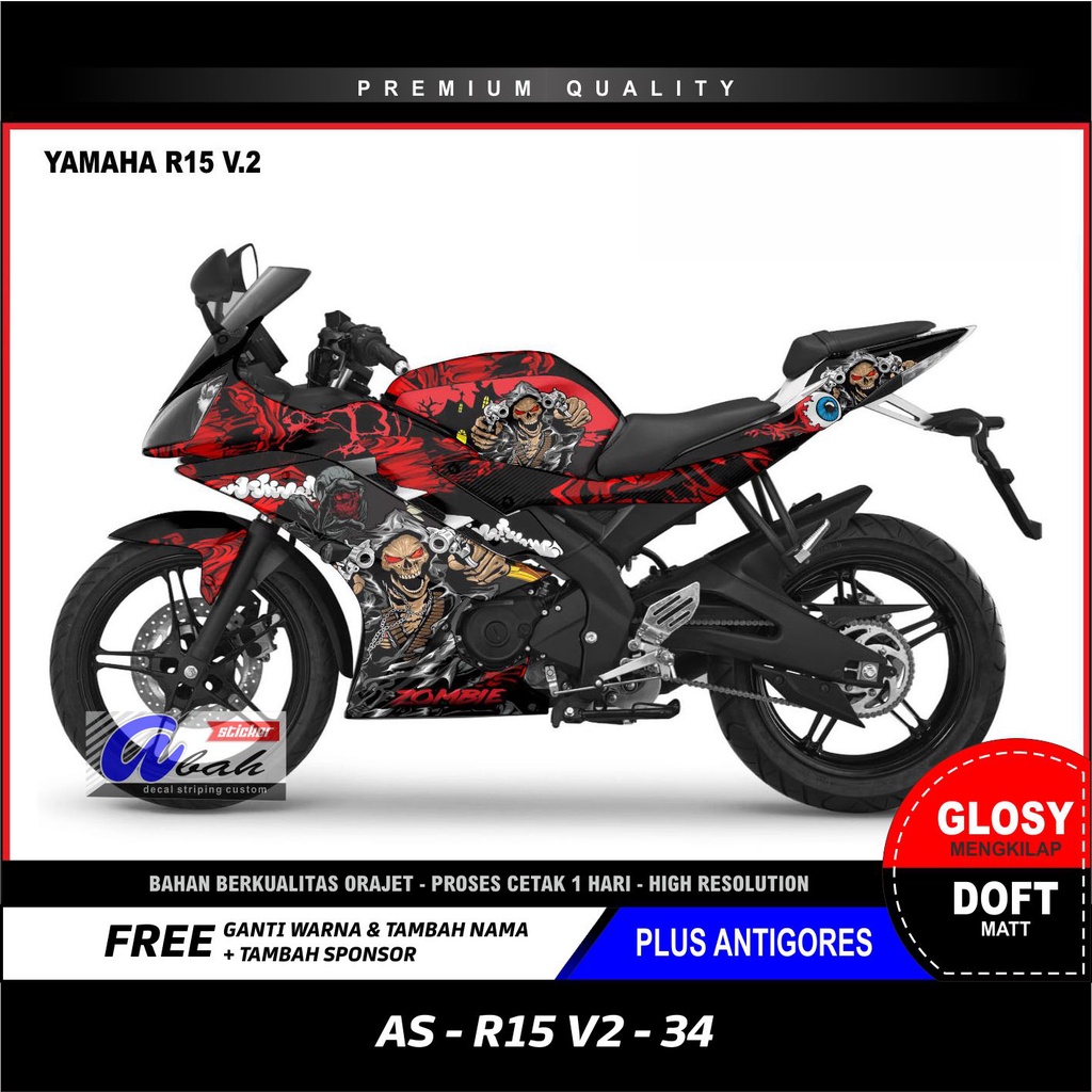 Sticker Decal R15 V2 Desain 34 Fullbody... Decal Yamaha R15 V.2 Decal Keren, Decal Terbaru