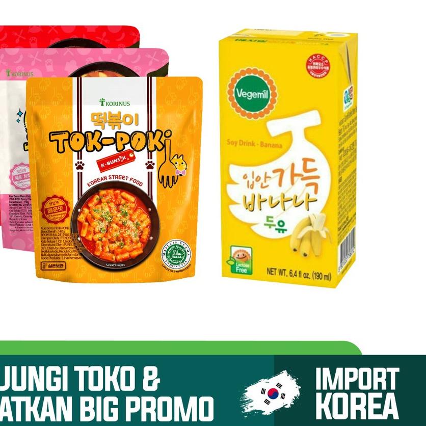 

❃ Paket Hemat ALL VARIANT TOKPOKI + VEGEMIL BANANA MILK 190gr ✤