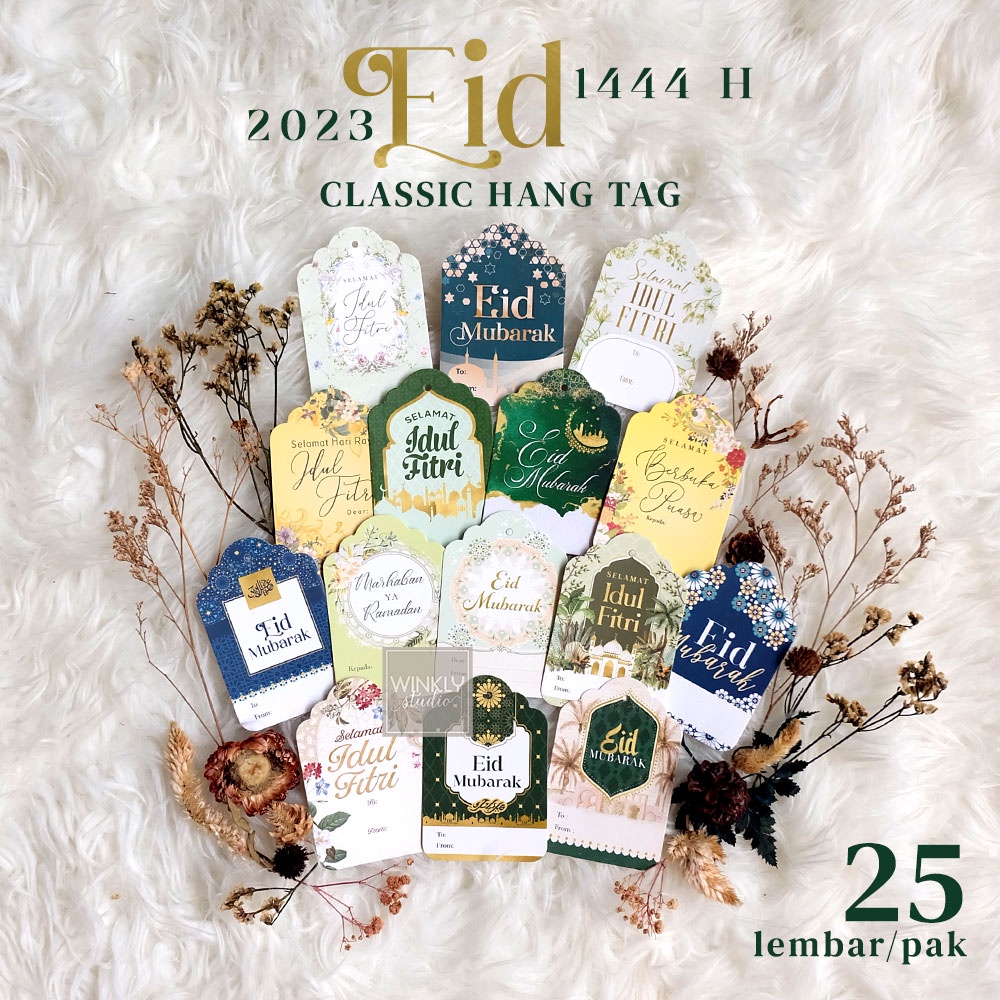 25pcs Hang Tag Lebaran / Hangtag Idul Fitri / Kartu Ucapan Mini Hari Raya / Tag Ramadhan