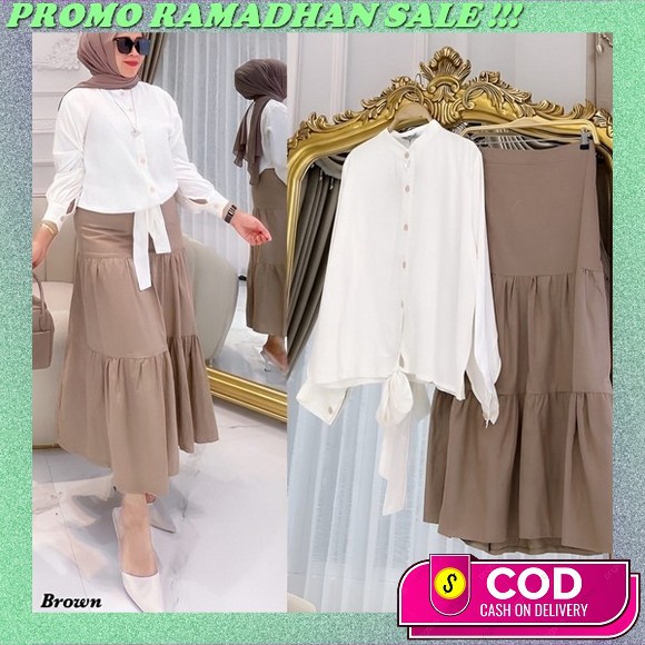 [Art. 3344] Ramdan Official 015 - Milly Setelan Tunik Dan Celana One Set Kekinian Matt Rayon Crinkle