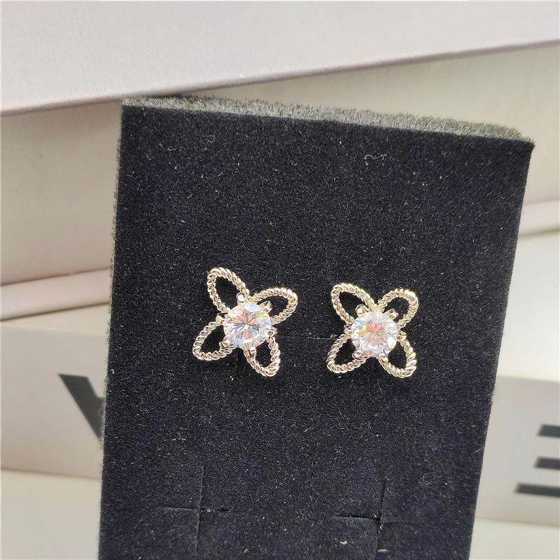 S925 Perak Anting Bunga Bor Anting Indah Elegan Gaya Mulia Pesta Hadiah Ulang Tahun Aksesoris Fashion