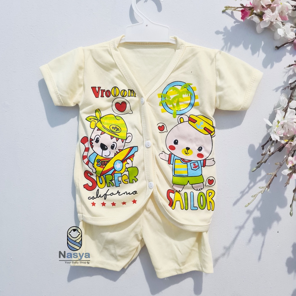 (EL-002) Setelan Baju Bayi kancing / Pakaian Laki Perempuan Unisex Murah untuk Newborn