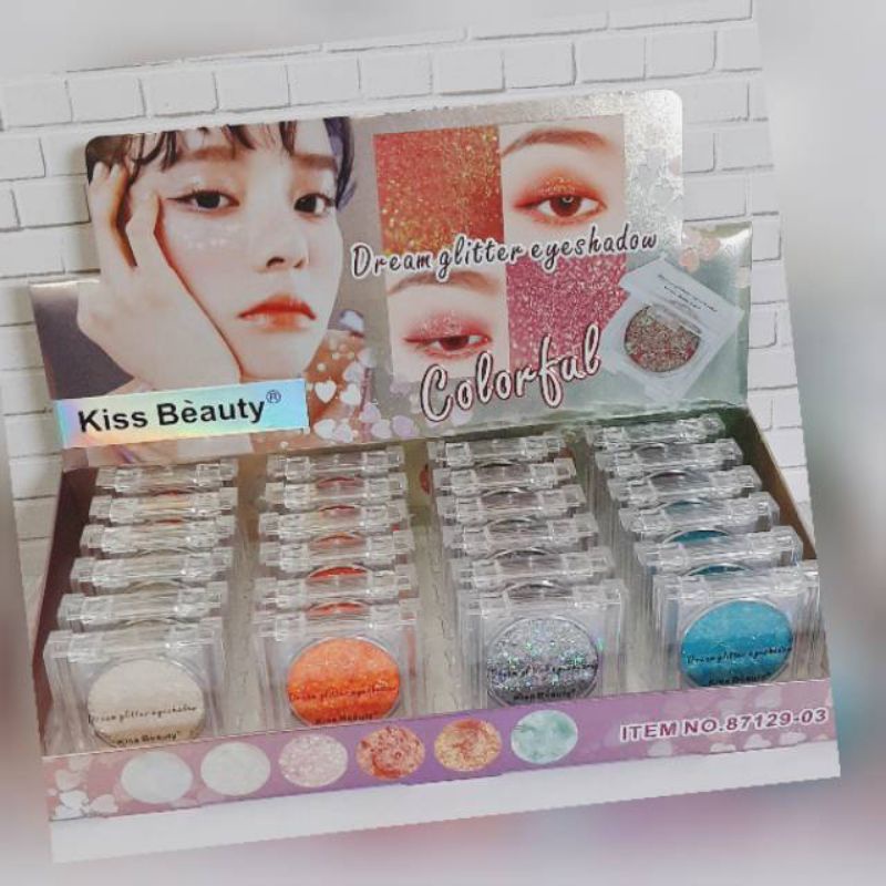 ECER!! EYESHADOW GLITTER COLORFULL KISS BEAUTY 4 WARNA GLITTER 87129