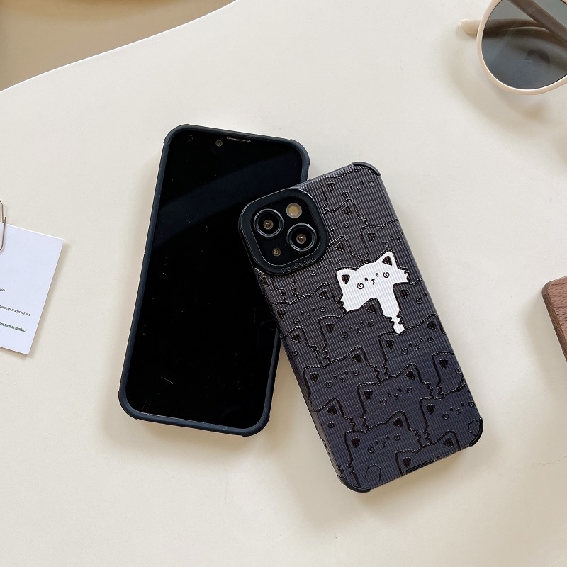 IPHONE Case Pelindung Kitty Lucu Kartun Butir Vertikal Untuk Iphone14 13 12 11 Pro MAX X XR XS Max7 8 Plus Anti-drop Kamera Pelindung