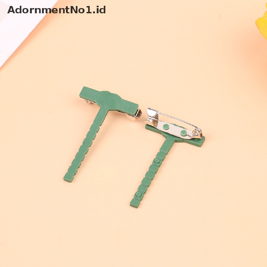 [AdornmentNo1] 100pcs Bros Berbentuk T Batang Plastik Pin Bros Segitiga Pernikahan Bahan Korsase [ID]