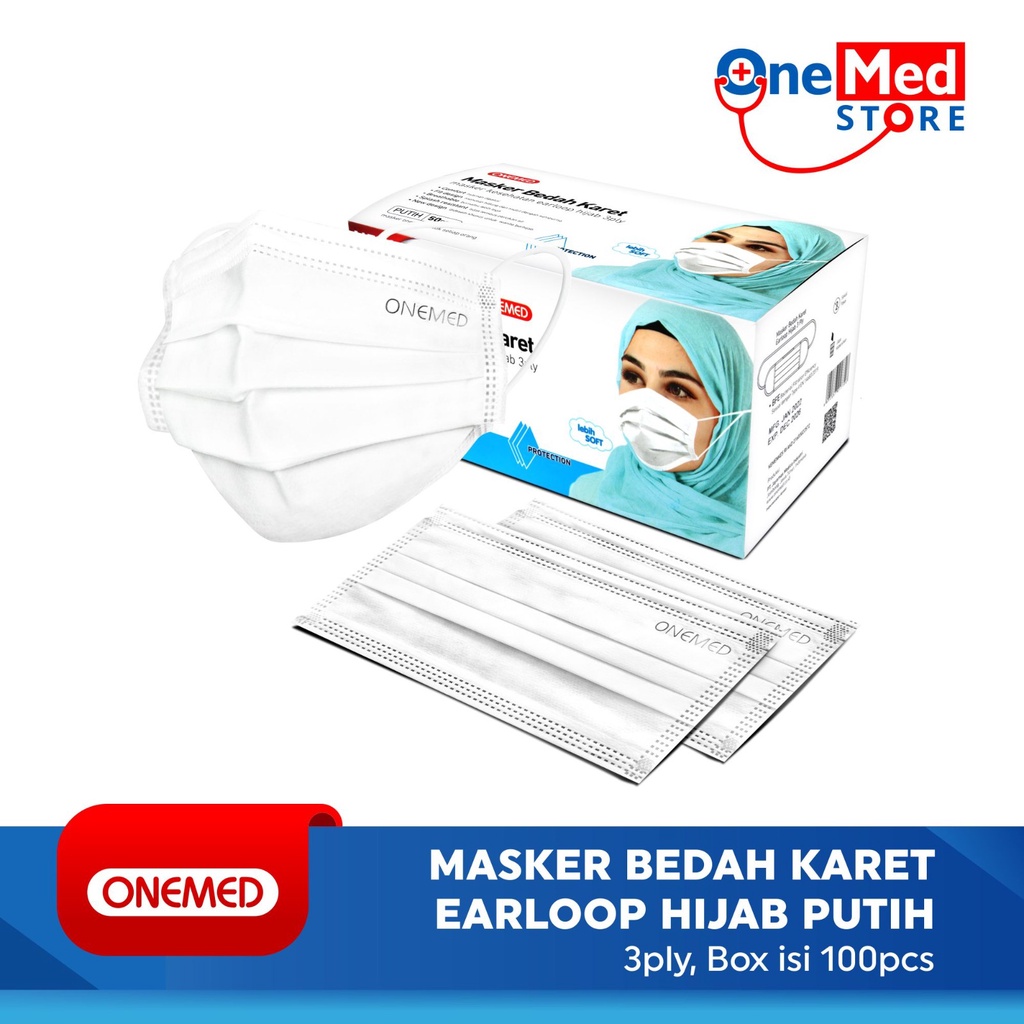 Masker Jilbab Putih OneMed box 50pcs OJ2