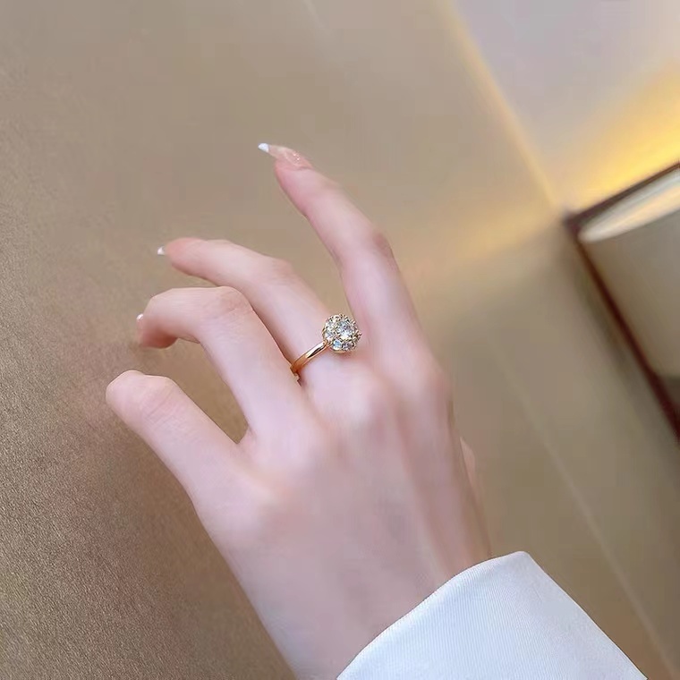 Cincin Berlian Mikro Model Terbuka Dapat Disesuaikan Untuk Hadiah Ulang Tahun