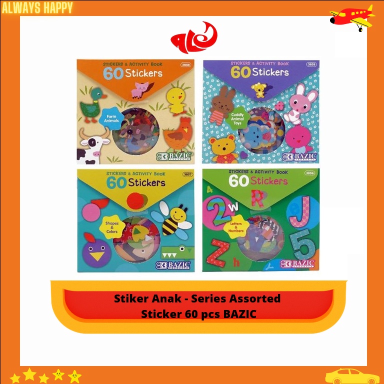 

Stiker Anak Series Assorted Sticker 60 pcs merek BAZIC Murah