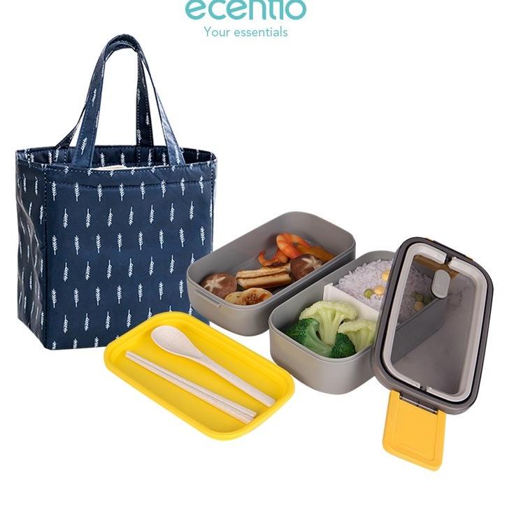 Grosir Diskon ecentio lunch box set tempat makan /anti tumpah dengan aluminium foil makanan tas kota