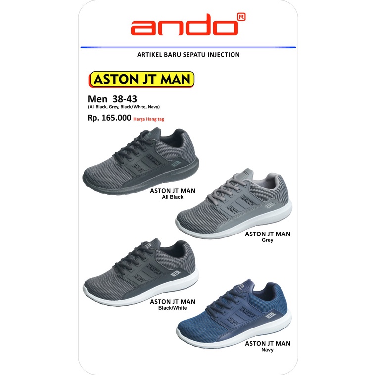 ANDO ASTON JT MAN ORIGINAL &amp; X O Jr SEPATU SNEAKERS KUALITAS IMPORT PROMO BARU DISKON MURAH