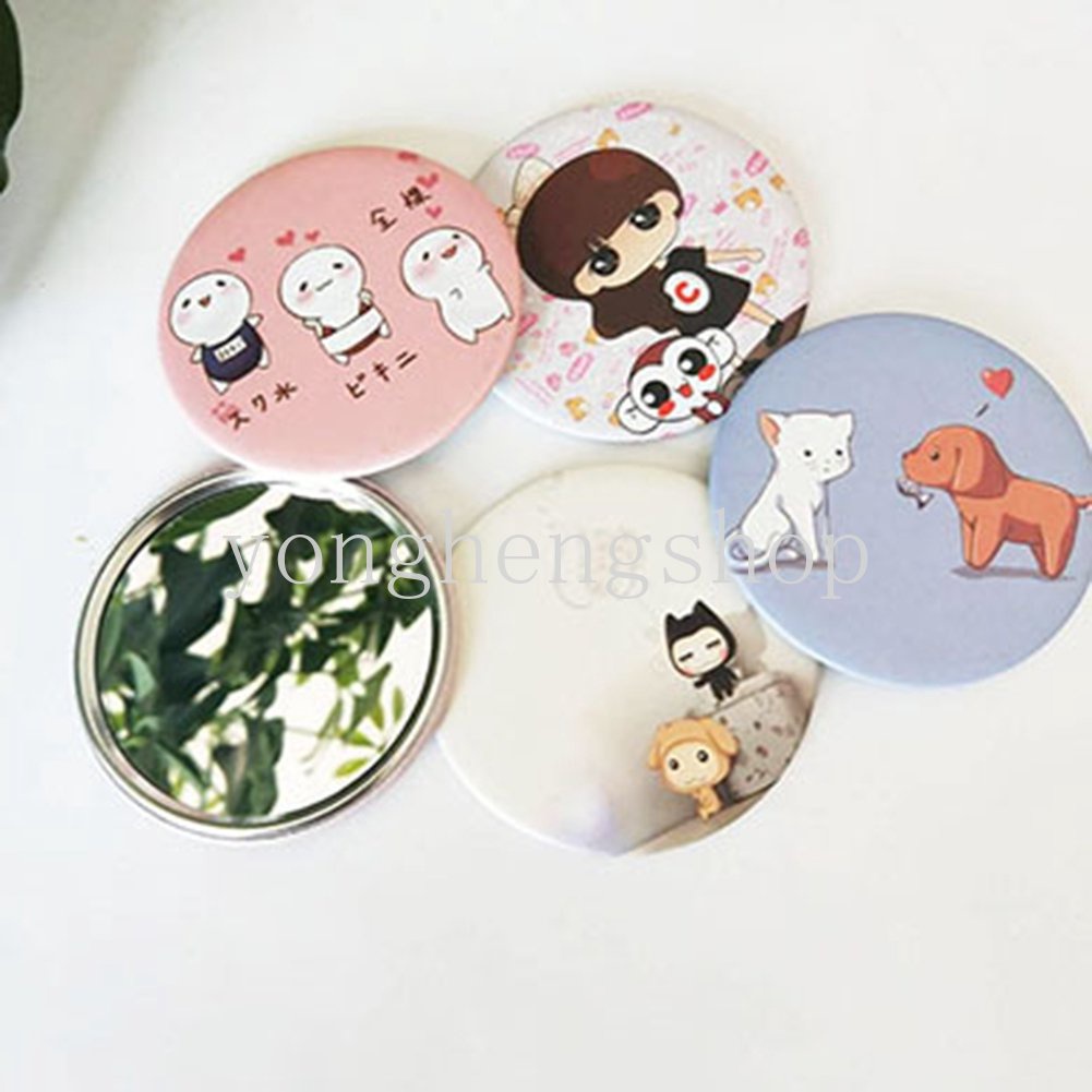 Cermin Saku Mini Portable Bentuk Bulat Warna Acak Untuk Hadiah Anak